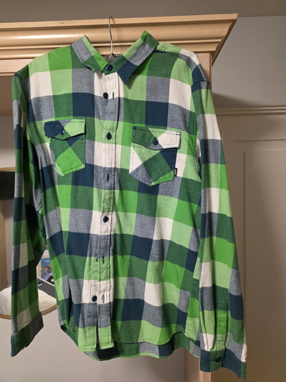 Vans Green & Navy Plaid Button-Down Shirt